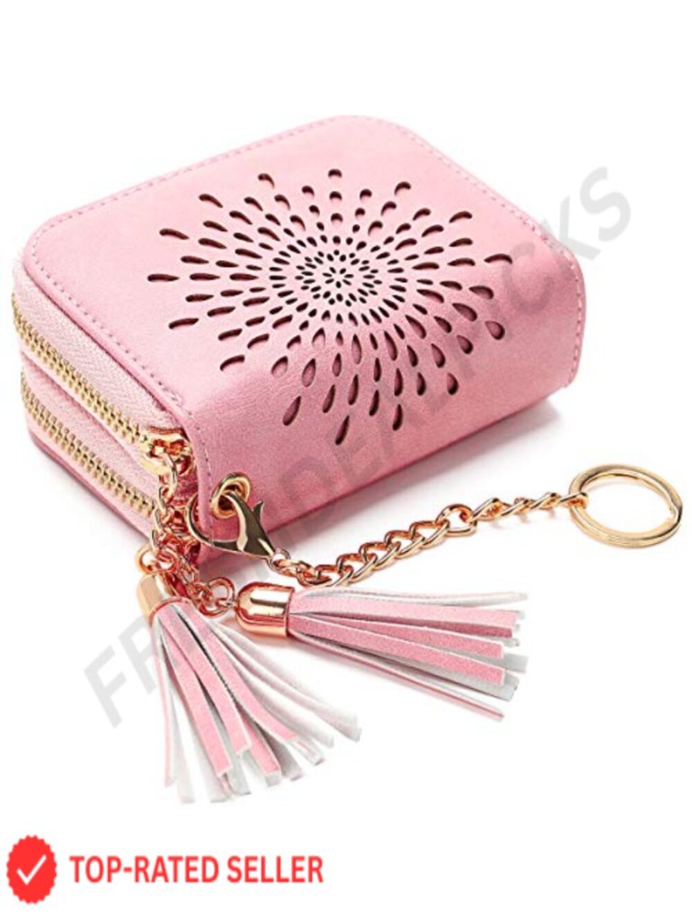RFID Blocking Faux Leather Accordion Card Holder Zipper Wallet Keychain